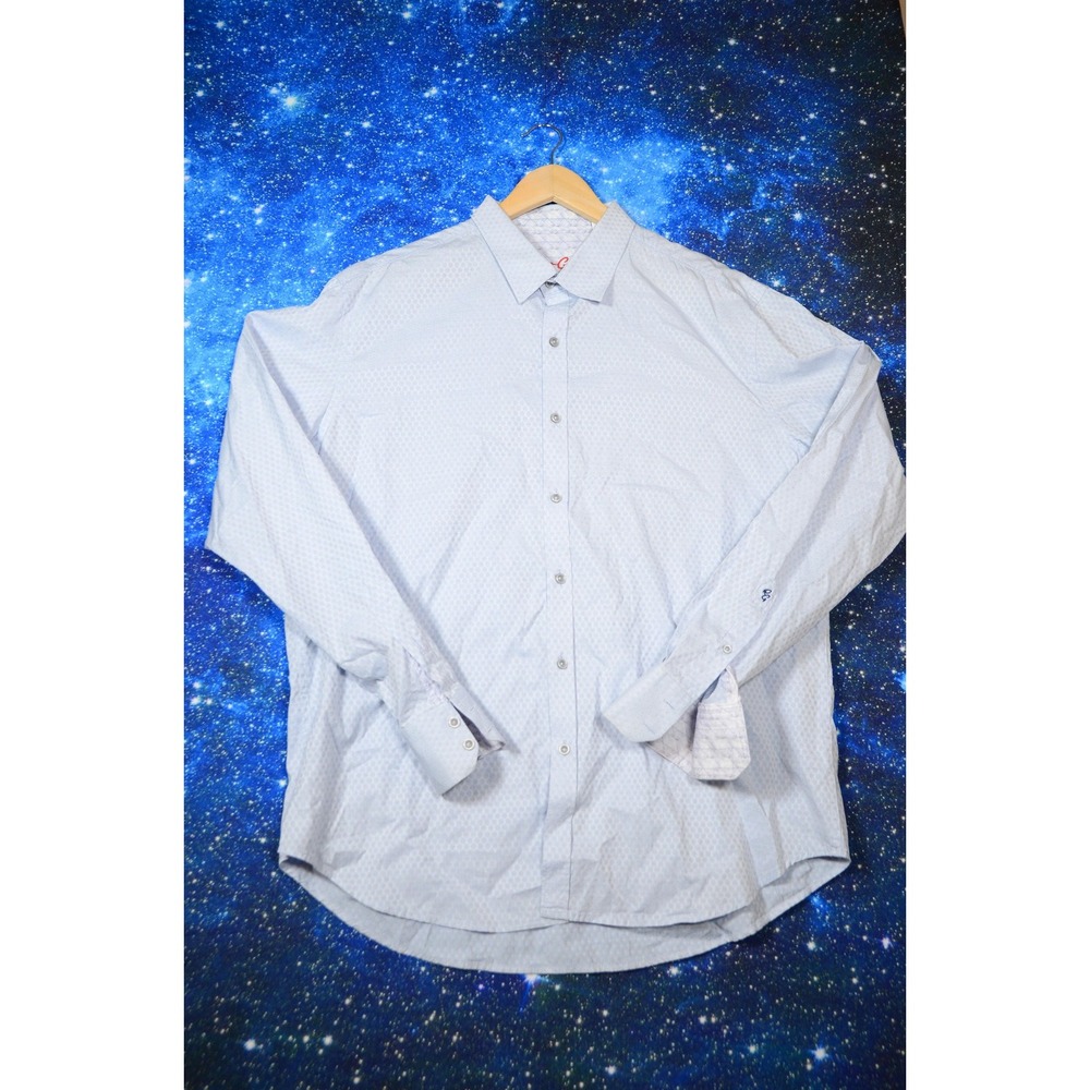 Robert Graham Shirt Mens 2XL Blue Geometric Flip Cuff Button Front Long Sleeve